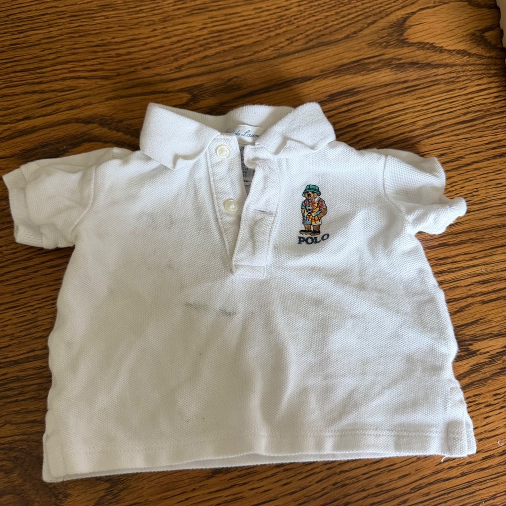 Ralph Lauren Polo Bear Embroidered White Polo Size 3 Months